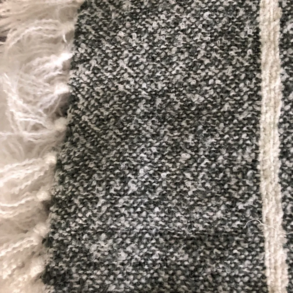 Gray & white striped woven throw blanket
